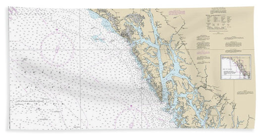 Nautical Chart-16016 Dixon Entrance-cape St Elias - Beach Towel