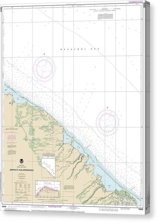 Nautical Chart-16042 Griffin Pt-Approaches Canvas Print