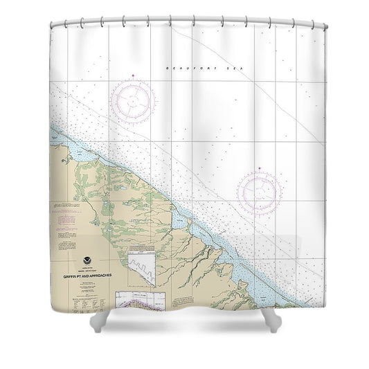 Nautical Chart 16042 Griffin Pt Approaches Shower Curtain