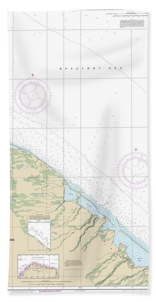 Nautical Chart-16042 Griffin Pt-approaches - Bath Towel
