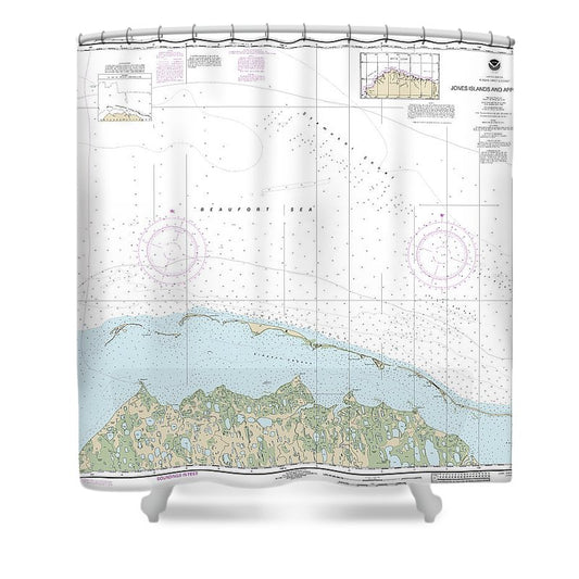 Nautical Chart 16062 Jones Islands Approaches Shower Curtain