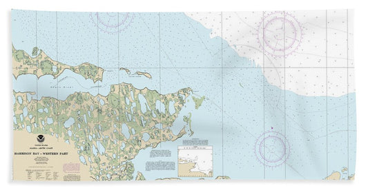 Nautical Chart-16064 Harrison Bay-western Part - Bath Towel