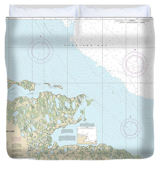 Nautical Chart 16064 Harrison Bay Western Part Duvet Cover