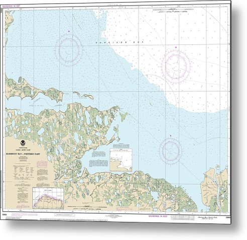 A beuatiful Metal Print of the Nautical Chart-16064 Harrison Bay-Western Part - Metal Print by SeaKoast.  100% Guarenteed!