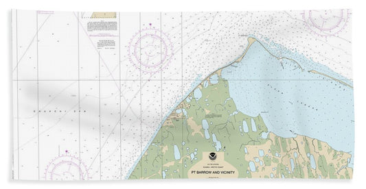 Nautical Chart-16082 Pt Barrow-vicinity - Bath Towel