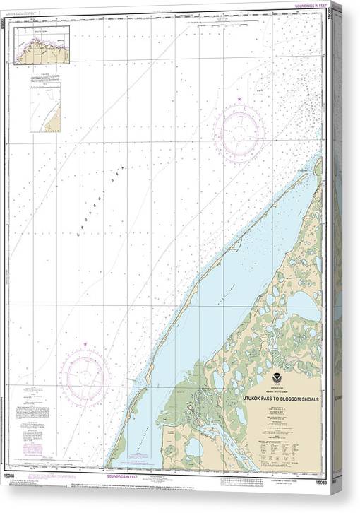 Nautical Chart-16088 Utukok Pass-Blossom Shoals Canvas Print
