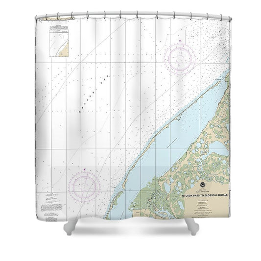 Nautical Chart 16088 Utukok Pass Blossom Shoals Shower Curtain