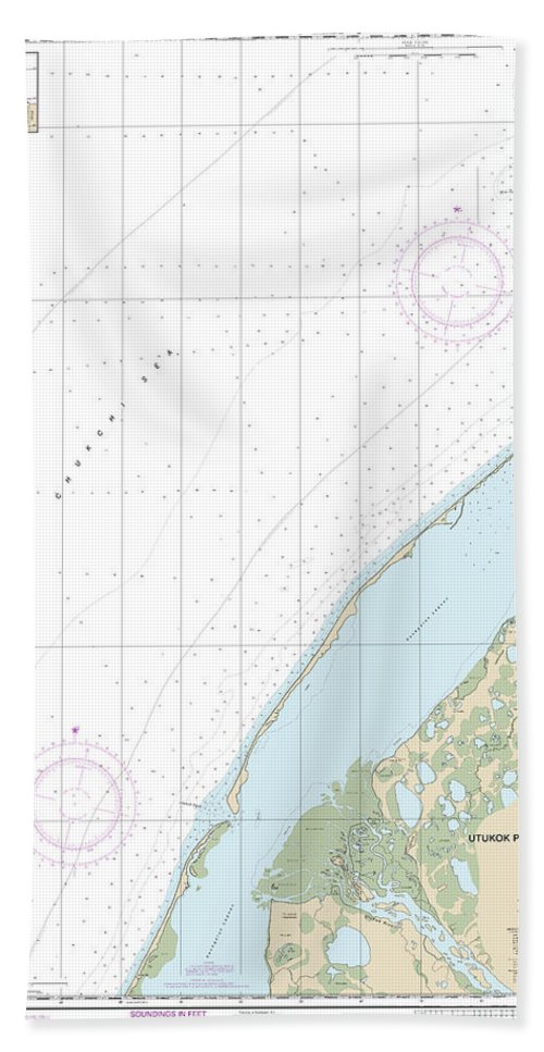 Nautical Chart-16088 Utukok Pass-blossom Shoals - Bath Towel