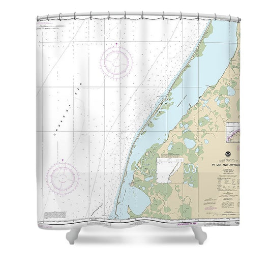 Nautical Chart 16101 Pt Lay Approaches Shower Curtain