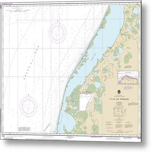 A beuatiful Metal Print of the Nautical Chart-16101 Pt Lay-Approaches - Metal Print by SeaKoast.  100% Guarenteed!