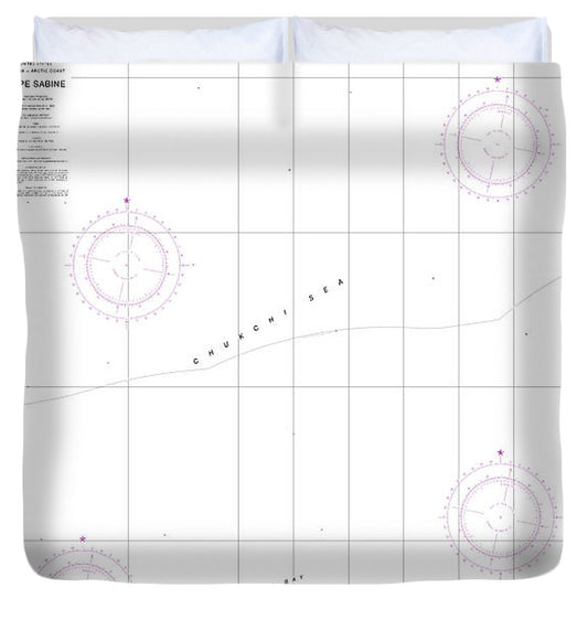 Nautical Chart 16104 Cape Sabine Duvet Cover