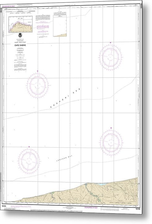 A beuatiful Metal Print of the Nautical Chart-16104 Cape Sabine - Metal Print by SeaKoast.  100% Guarenteed!