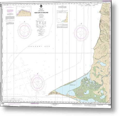 A beuatiful Metal Print of the Nautical Chart-16123 Point Hope-Cape Dyer - Metal Print by SeaKoast.  100% Guarenteed!