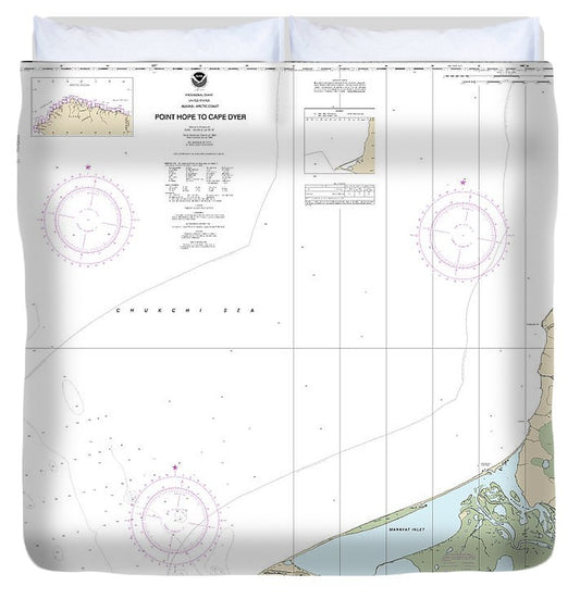 Nautical Chart 16123 Point Hope Cape Dyer Duvet Cover