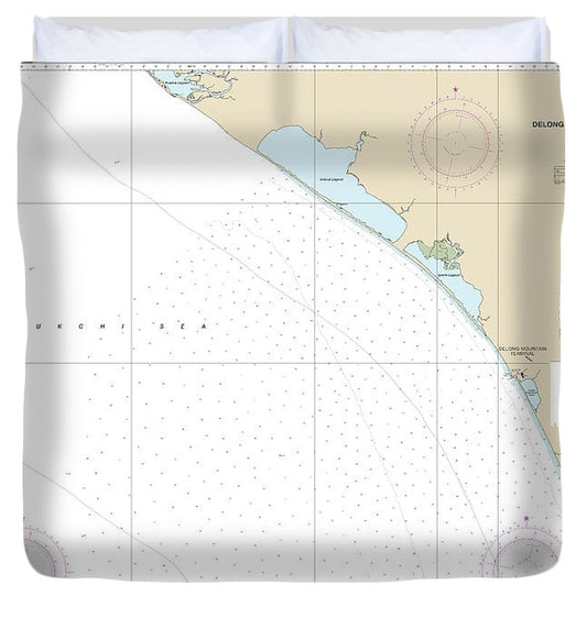 Nautical Chart 16145 Alaska West Coast Delong Mountain Terminal Duvet Cover