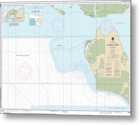 A beuatiful Metal Print of the Nautical Chart-16161 Kotzebue Harbor-Approaches - Metal Print by SeaKoast.  100% Guarenteed!
