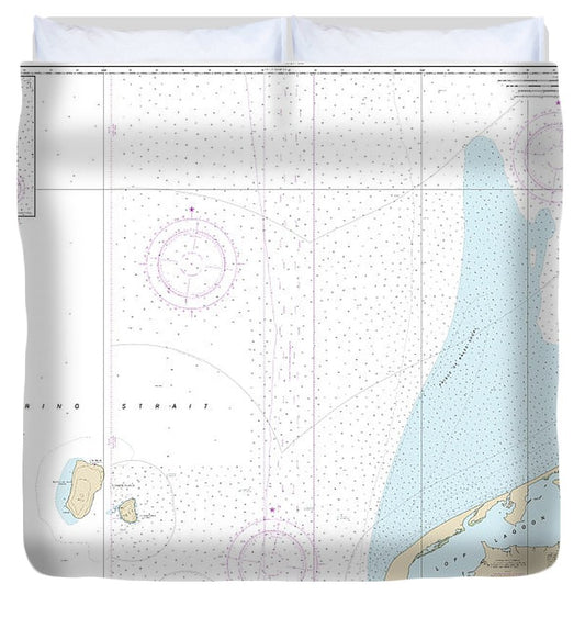 Nautical Chart 16190 Bering Strait North, Little Diomede Island Duvet Cover