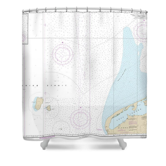 Nautical Chart 16190 Bering Strait North, Little Diomede Island Shower Curtain