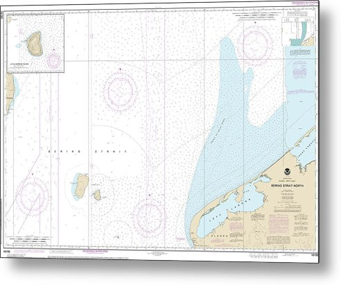 A beuatiful Metal Print of the Nautical Chart-16190 Bering Strait North, Little Diomede Island - Metal Print by SeaKoast.  100% Guarenteed!