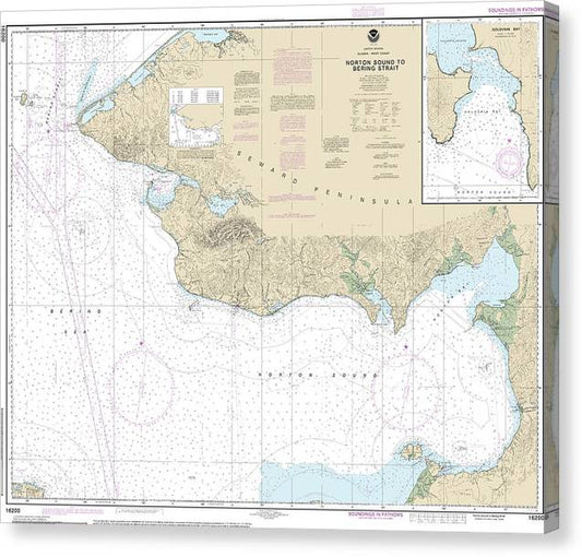 Nautical Chart-16200 Norton Sound, Golovnin Bay Canvas Print