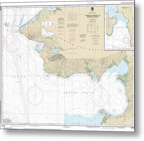 A beuatiful Metal Print of the Nautical Chart-16200 Norton Sound, Golovnin Bay - Metal Print by SeaKoast.  100% Guarenteed!