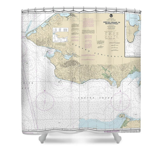 Nautical Chart 16200 Norton Sound, Golovnin Bay Shower Curtain