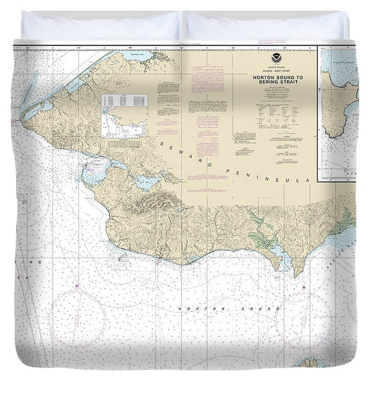 Nautical Chart 16200 Norton Sound, Golovnin Bay Duvet Cover
