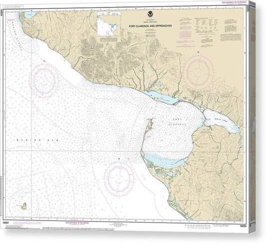 Nautical Chart-16204 Port Clarence-Approaches Canvas Print