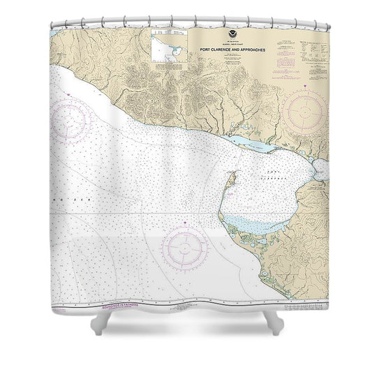 Nautical Chart 16204 Port Clarence Approaches Shower Curtain