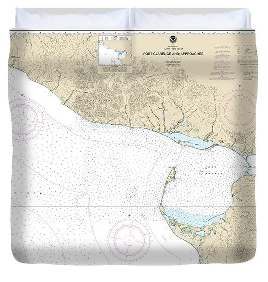 Nautical Chart 16204 Port Clarence Approaches Duvet Cover