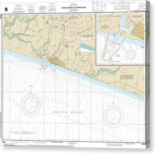 Nautical Chart-16206 Nome Hbr-Approaches, Norton Sound, Nome Harbor Canvas Print