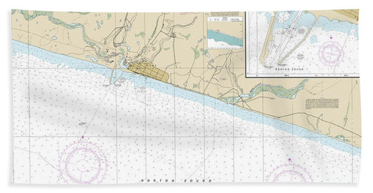 Nautical Chart-16206 Nome Hbr-approaches, Norton Sound, Nome Harbor - Bath Towel