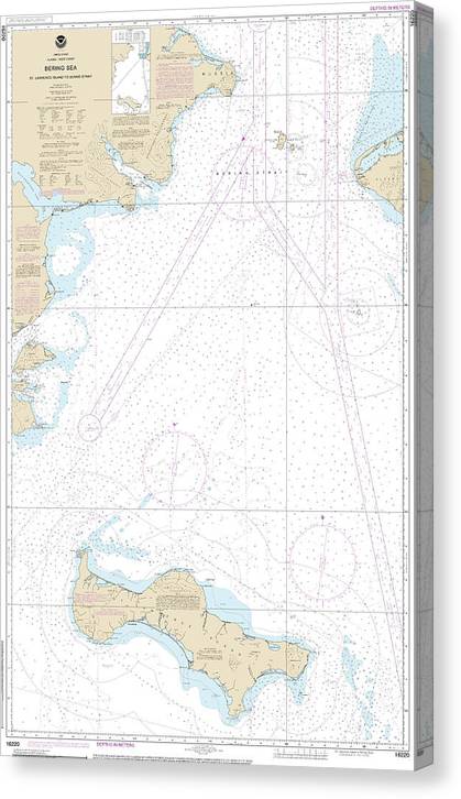 Nautical Chart-16220 Bering Sea St Lawrence Island-Bering Strait Canvas Print