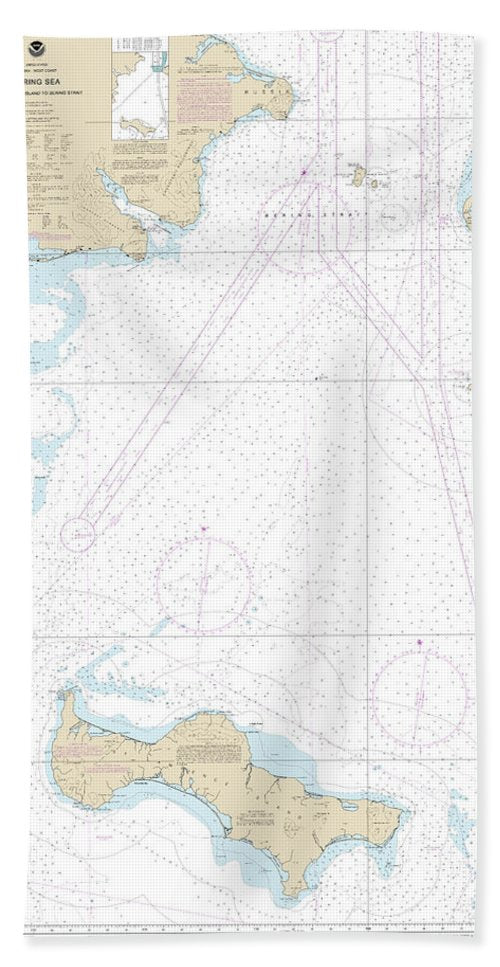 Nautical Chart-16220 Bering Sea St Lawrence Island-bering Strait - Beach Towel
