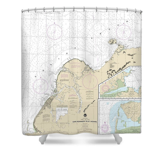 Nautical Chart 16240 Cape Ramonzof St Michael, St Michael Bay, Approaches Cape Ramanzof Shower Curtain