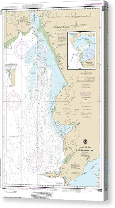 Nautical Chart-16300 Kuskokwim Bay, Goodnews Bay Canvas Print
