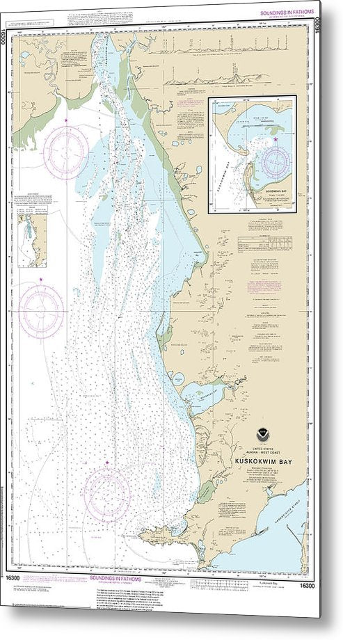 A beuatiful Metal Print of the Nautical Chart-16300 Kuskokwim Bay, Goodnews Bay - Metal Print by SeaKoast.  100% Guarenteed!