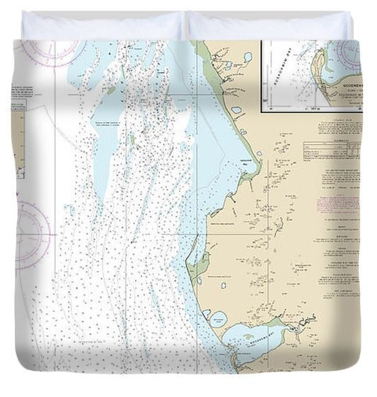 Nautical Chart 16300 Kuskokwim Bay, Goodnews Bay Duvet Cover