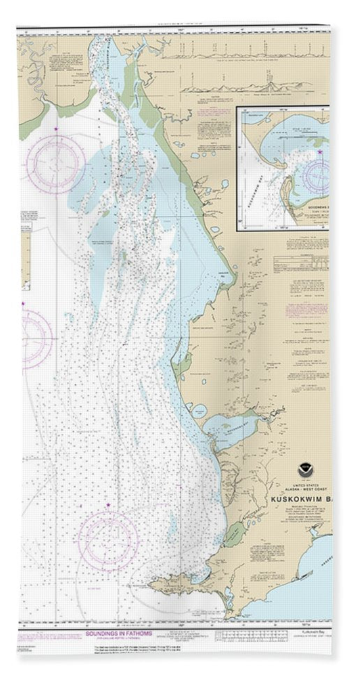 Nautical Chart-16300 Kuskokwim Bay, Goodnews Bay - Bath Towel