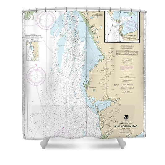 Nautical Chart 16300 Kuskokwim Bay, Goodnews Bay Shower Curtain