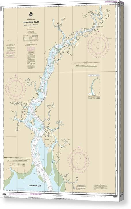 Nautical Chart-16304 Kuskokwim Bay-Bethel Canvas Print