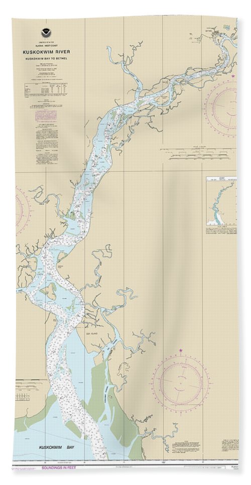 Nautical Chart-16304 Kuskokwim Bay-bethel - Bath Towel