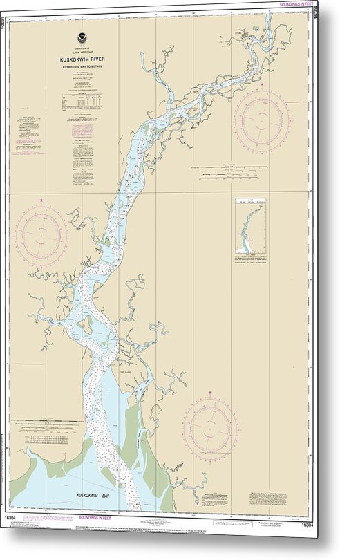 A beuatiful Metal Print of the Nautical Chart-16304 Kuskokwim Bay-Bethel - Metal Print by SeaKoast.  100% Guarenteed!