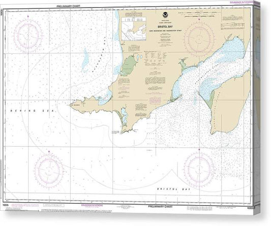 Nautical Chart-16305 Bristol Bay-Cape Newenham-Hagemeister Strait Canvas Print