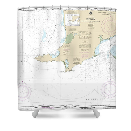 Nautical Chart 16305 Bristol Bay Cape Newenham Hagemeister Strait Shower Curtain