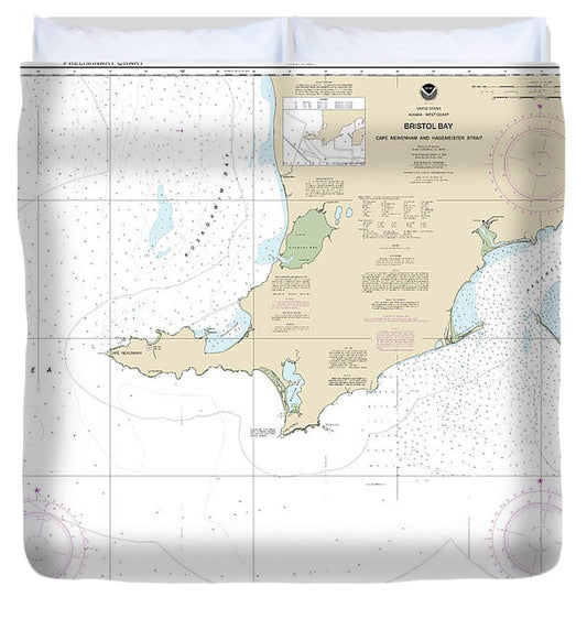 Nautical Chart 16305 Bristol Bay Cape Newenham Hagemeister Strait Duvet Cover