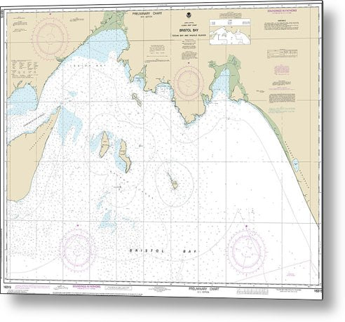A beuatiful Metal Print of the Nautical Chart-16315 Bristol Bay-Togiak Bay-Walrus Islands - Metal Print by SeaKoast.  100% Guarenteed!