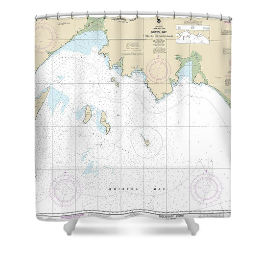 Nautical Chart 16315 Bristol Bay Togiak Bay Walrus Islands Shower Curtain