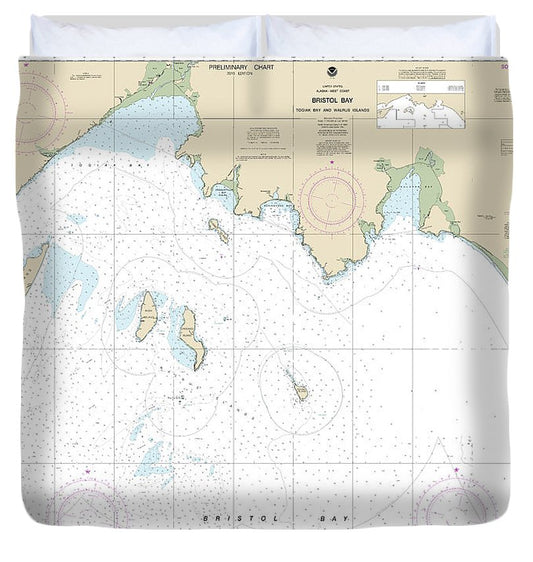 Nautical Chart 16315 Bristol Bay Togiak Bay Walrus Islands Duvet Cover