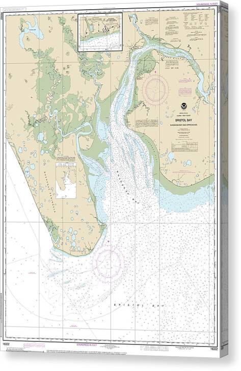 Nautical Chart-16322 Bristol Bay-Nushagak B-Approaches Canvas Print